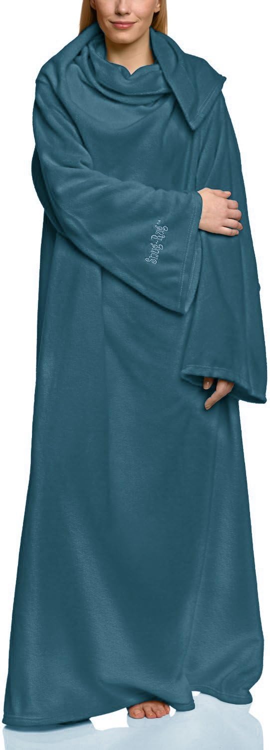 Snug Rug Lite 260g/m² fleece blanket with sleeves, cosy blanket/throw with the dimensions: 152 cm x 213 cm. petrol