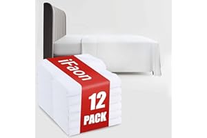 IFAON Twin Size Flat Sheets Only Bulk 12 Pack White Top Sheet with Color-Coded Label for Home Airbnb Hotel Dorm Spa Massage Bed, Soft Thin Breathable Brushed Microfiber Machine Washable 66x96 in