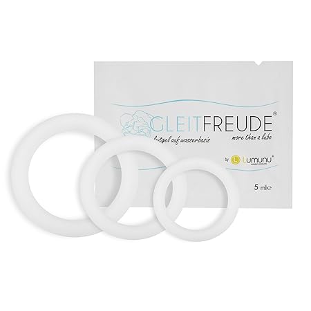 Deluxe 3er Set Silikon Penisringe (Ø 2-3 cm) zur Potenzsteigerung & Erektionsstärkung inklusive GRATIS Gleitfreude Gleitgel (