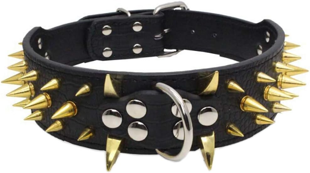 Avenpets Cool Gold Sharp Spikes Studded Pet Dog Collars for Small Medium Large Dogs Boxer Bulldog Pitbull