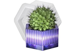 NINEXY Hexagonal Striped Concrete Flower Pot Silicone Mold Succulent Planter Vase Cement Clay Mold Plaster Epoxy Resin Storage Box Mould