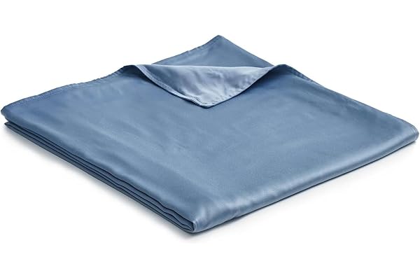 YnM 60 x 80 inch Natural Bamboo Cooling Machine Washable Duvet Cover for Weighted Blankets, Blue Grey