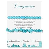 Turquoise Bracelets for Women 2Pcs 6mm Natural