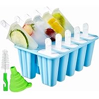 Popsicle Molds 10 Pieces Silicone Ice Pop Models Popsicle Models Reusable Easy Release Ice Pop Maker (10 Cavities-Blue)