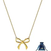 18k Gold Plated Softball Bow Necklace for Women, Dainty Softball Game Day Pendant necklace, Trendy Sport Jewelry Accessories Birthday Christmas Gift for Softball Team Fan Player Coach Friend Mom (Gold)