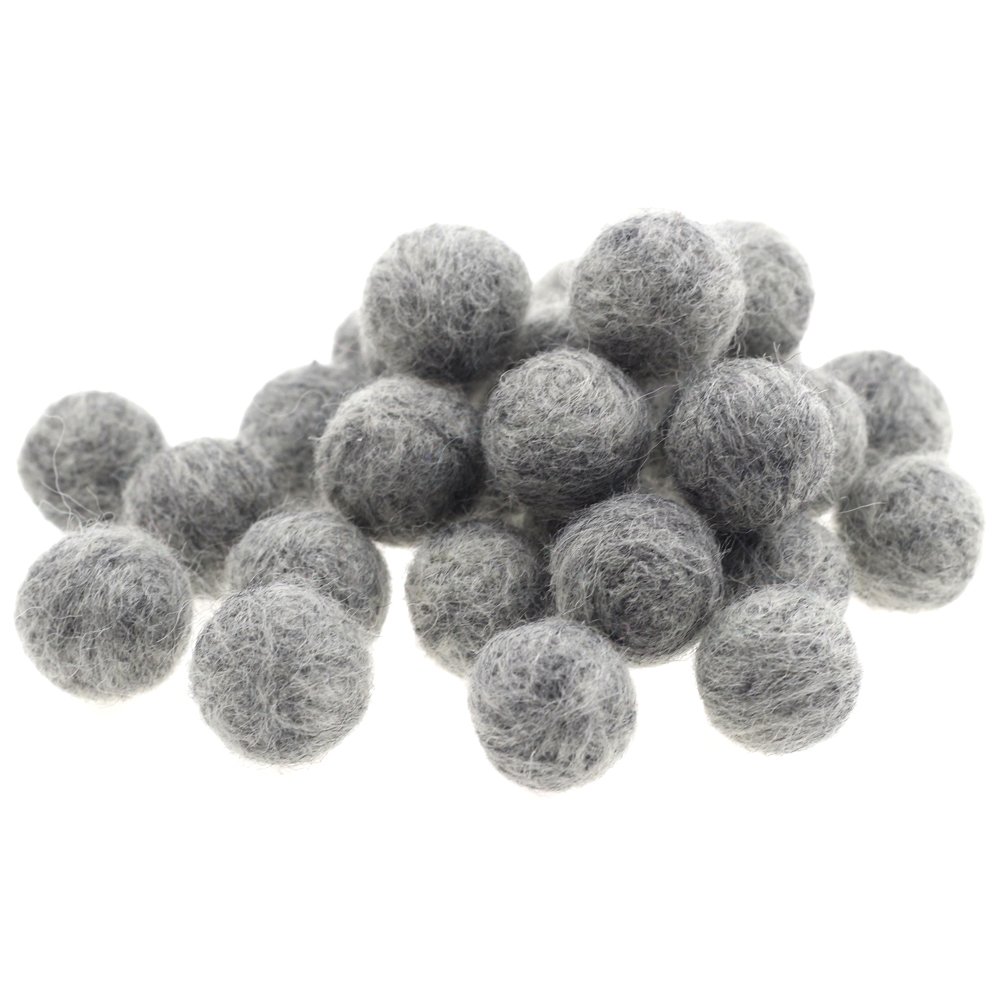 Zasy 20mm Needle Felt Wool Balls Felt Pom Pom Beads DIY Accessories Garlands 30pcs (Light Grey) — image 1