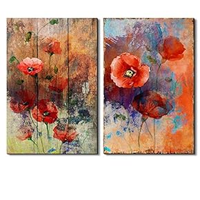 Vibrantly Colored Petunia on a Vintage Wood Background and Abstract Painted Background - Canvas Art Home Art - 16x24 inches