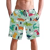 visesunny Hawaiian Men's Summer Beach Shorts Swim Trunks Sports Running Bathing Suits with Mesh Lining