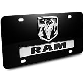Au-TOMOTIVE GOLD INC. Officially Licensed RAM License Plate (Black) | Dual OEM Logo on Stainless Steel