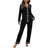ZMJ Womens Pajamas Sets 2 Piece Long Sleeve and Pant Pj Sets Button Up Sleepwear