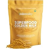 Paleovalley Organic Superfood Golden Milk - Immune, Focus, Cognitive, Longevity - Turmeric, MCT-Rich Coconut Milk, Functional