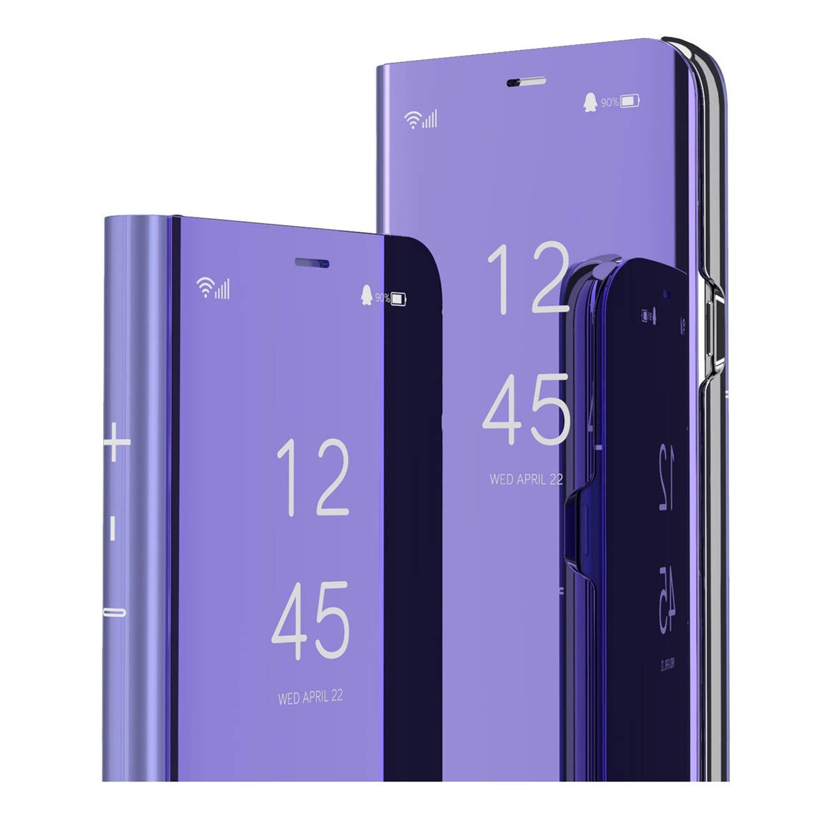 MRSTER Flip Case for iPhone 12 Mirror Design Clear View Bookstyle Protecter Shell With Kickstand Cover for Apple iPhone 12/12 Pro 6.1". Flip Mirror: Purple