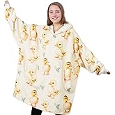 Huglanket Duck Gifts for Women Men Duck Lovers, One Size Wearable Blanket Hoodie, Super Soft Warm Cozy with 2 Pockets for Christmas, Birthday