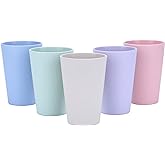 LuckyZone Wheat Straw Unbreakable Cup | 16 oz Reusable Water Drinking Glasses Sets of 5 | Lightweight Tumbler for Kitchen Outdoor | Dishwasher Safe, BPA Free and Eco friendly (16 oz, 5 Color_A)