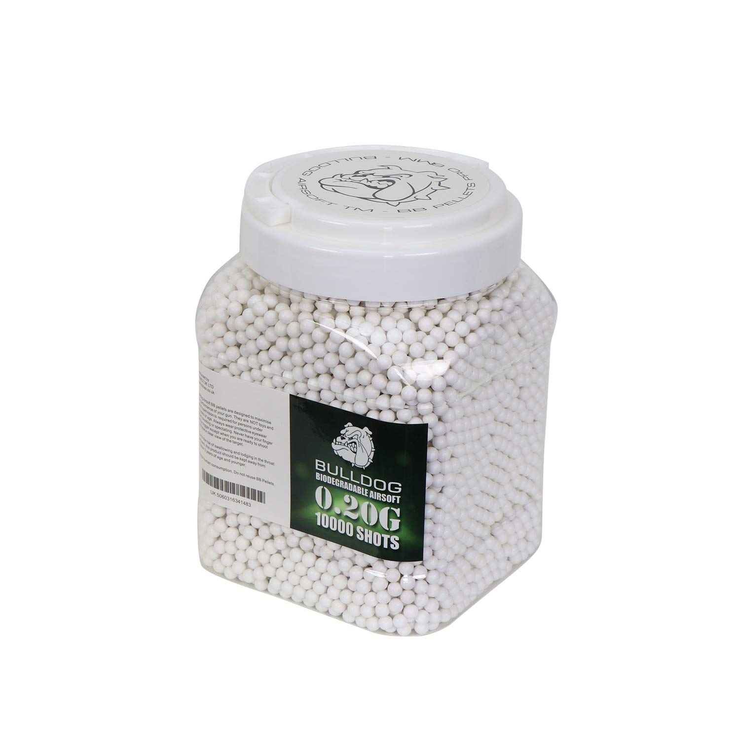 BULLDOG AIRSOFT 0.20G Biodegradable Pro Grade 0.20g 6mm BB Pellets White Triple Polished 10000 Rounds
