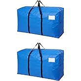 2 Pack Heavy Duty Moving Bags with Backpack Straps & Handles, Large Storage Bags with Zipper for Clothes, College Moving Supplies and Dorm Essentials (24 Gal, Blue)