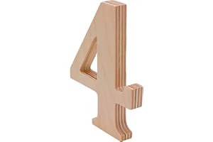 WOODEN LETTER STORE 4” Tall Wooden Number 4 – 1/2” Thick Baltic Birch – Paintable DIY Decor, Signs & Crafts - Pack of 1