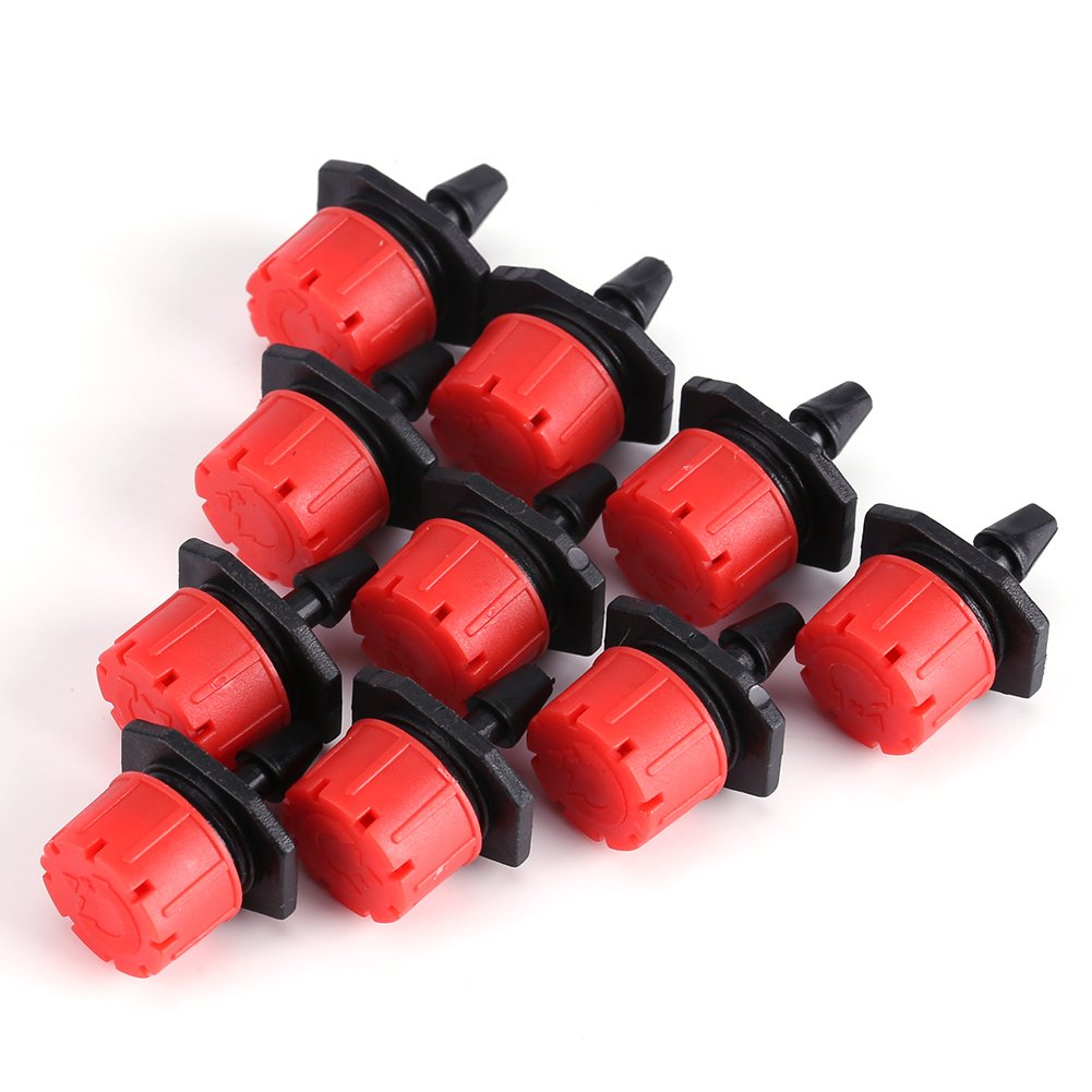 50/100/150pcs Adjustable Garden Irrigation Watering Dripper Head Drip Flower Plant Tools Head Fits 1/4'' Hose Red(50)