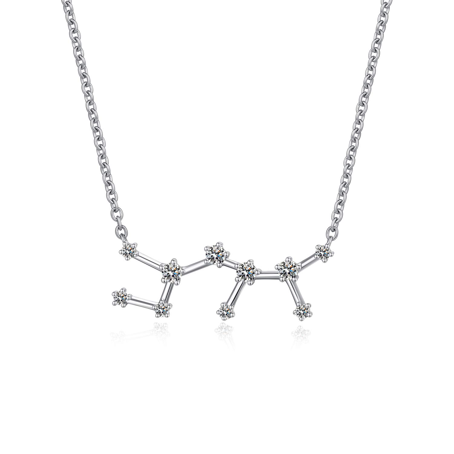 jiamiaoi Necklace for Women 12 Horoscope Necklace Leo 925 Sterling Silver Zodiac Sign 12 Constellation Necklace Astrology CZ Pendant Necklace Star Necklace Birthstone Necklace — image 1