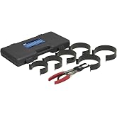 OTC 4838 Piston Ring Compressor Set, 6-Piece - for 2-7/8"- 4-3/8" Pistons | Ring Compressor Pliers Feature a Ratcheting Lock to Hold Handles in Position for Easy Piston Installation