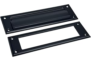 QCAA Solid Brass Mail Slot, with Solid Brass Interior Frame, 13" x 3.625", Matte Black, 1 Pack, Made in Taiwan