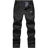 TBMPOY Mens Fleece Lined Snow Ski Pants Water Resistant Hiking Winter Outdoor Insulated Softshell Warm Snowboard Pants