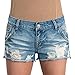 ililily Women Vintage Distressed Light Washed Cotton Jean Pants Denim Shorts, Blue, US-Medium