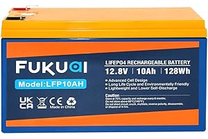 Fukuai 12V 10Ah LiFePO4 Battery, 2000+ Deep Cycles Rechargeable Lithium Iron Phosphate for Solar System,Lighting,Power Wheels and More,Built-in 10A BMS
