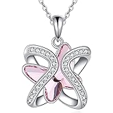 AINFQY Crystal Necklace 925 Sterling Silver Crystal Pendant Necklace for Women Gift for Women