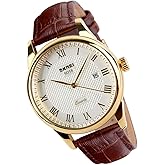 SKMEI Watch for Men Business Dress Classic Fashion Casual Black Leather Quartz Analog Waterproof Calendar Date Light Simple Wrist Watches Dad Fathers Gifts