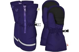 Hot Paws Kids Mitten Bundle 2x Pairs - Insulated Mittens for Kids Ages 4-6 with Long Cuff and Zipper for Winter, Ski and Snow