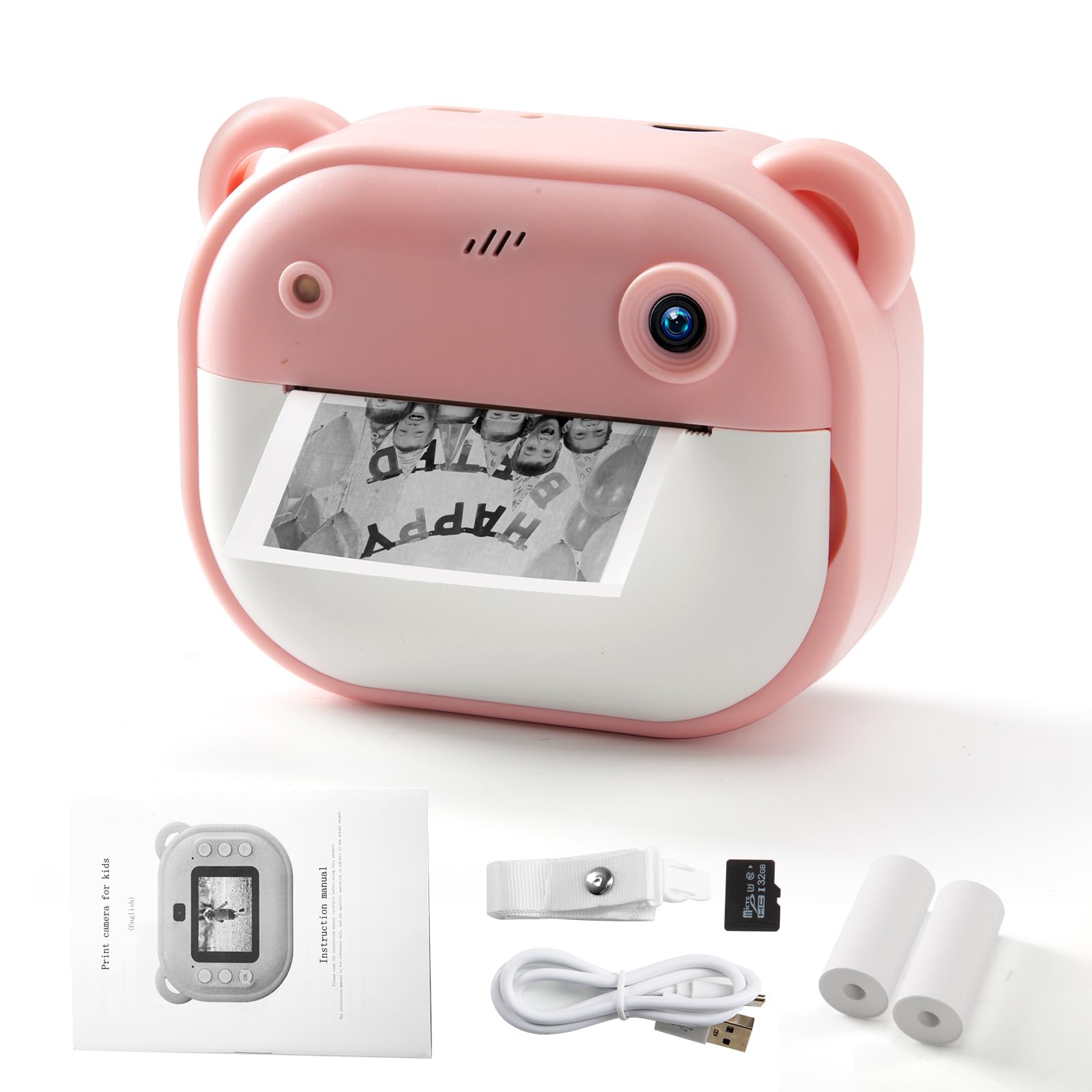 Kids Camera,Kids Camera Instant Print for 3-14 Year Old, 32GB Card,1080P HD Kids Digital Camera for Kids Toy Gift