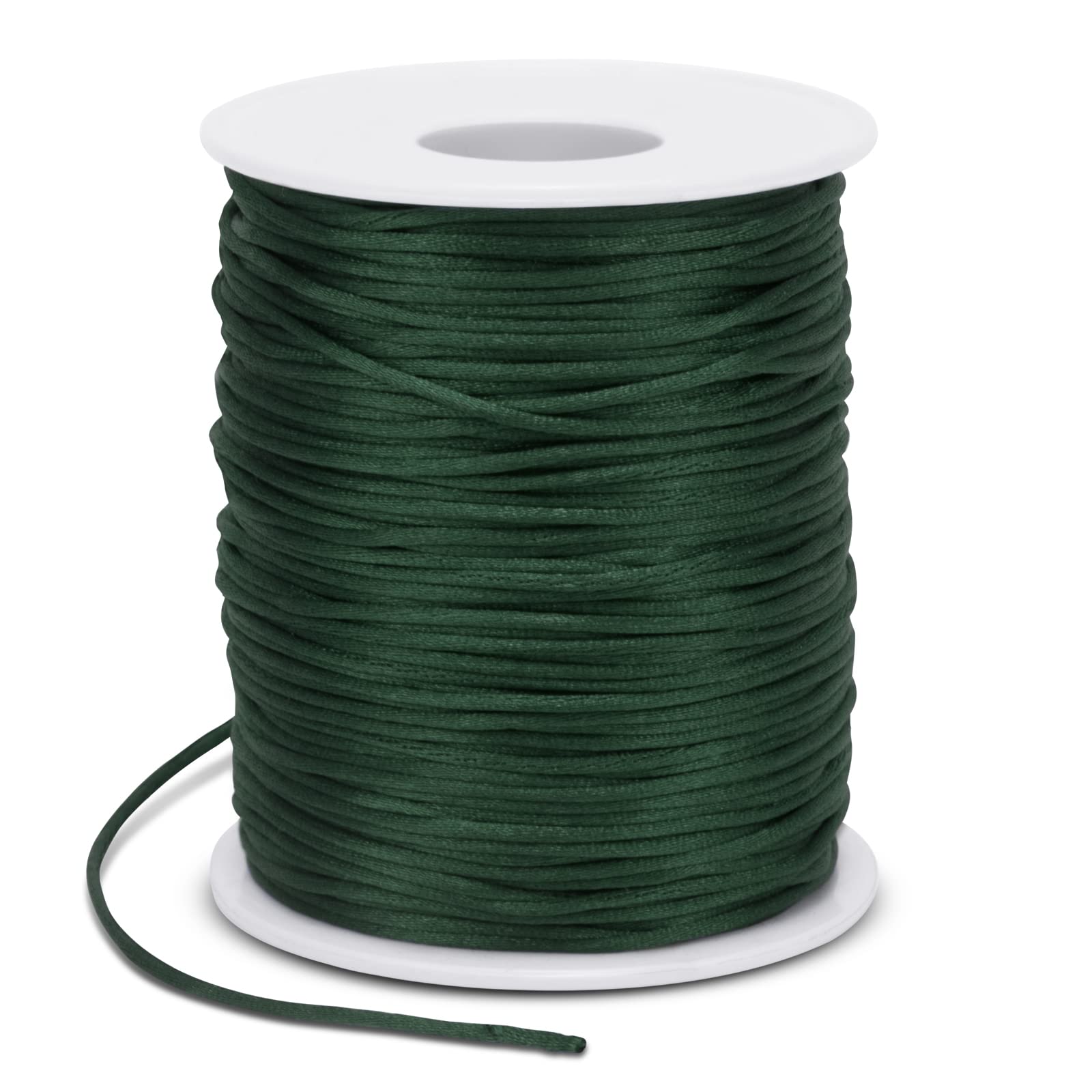 LEREATI Satin Cord 1.5mm x 100m Nylon Cord Bracelet Thread, Rattail Silk Beading Thread Jewellery String for Making Bracelet, Necklace, Chinese Knot, DIY Crafts (Dark Green)