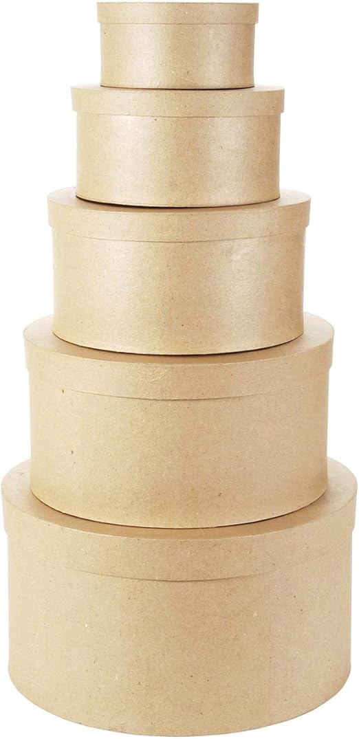 Darice Bulk Buy DIY Value Pack Paper Mache Box Set Round 6