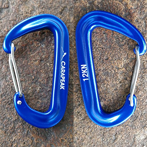 CARAPEAK 12KN Mini Wiregate Aluminum Lightweight 6 Packs Set Hammock Snag Free Carabiners Asymmetric D Shape Blue Orange Green