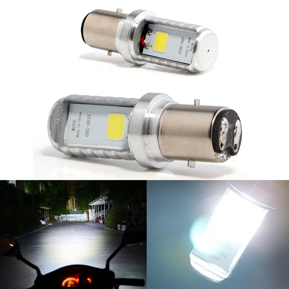 Photo 1 of BA20D H616 COB 12W LED Aluminium Bulbs White Motorcycle Lights Bulb Backup Signal Blinker Stop Brake Tail Motorbike Light Bulbs Battery Car LED Headlight 900LM High/Low Beam(Pack of 2)
