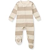 Burt's Bees Baby Boys Sleep and Play PJs, 100% Organic Cotton One-Piece Zip Front Romper Jumpsuit Pajamas