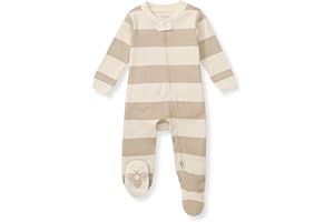 Burt's Bees Baby Boys Sleep and Play PJs, 100% Organic Cotton One-Piece Zip Front Romper Jumpsuit Pajamas