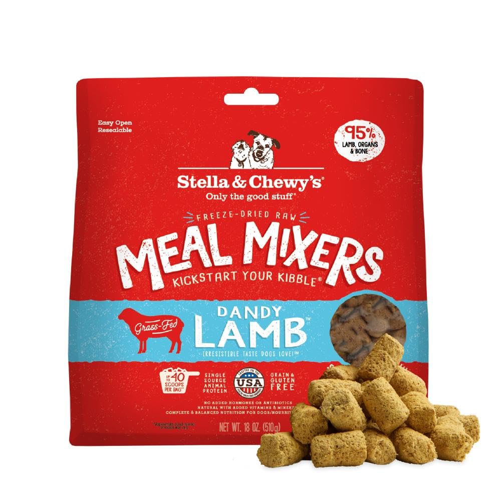 Stella & Chewy’s Freeze-Dried Raw Lamb Meal Mixers- Dog Food Topper and Mixer – Made with 95% Grass-Fed Lamb, Organs & Bone – Perfect for Picky Eaters – Grain-Free – 18 oz
