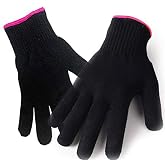 AFT90 2 Heat Resistant Glove for Hair Styling, Curling Iron, Flat Iron and Curling Wand, Black, Pink Edge