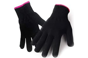 AFT90 2 Heat Resistant Glove for Hair Styling, Curling Iron, Flat Iron and Curling Wand, Black, Pink Edge