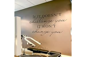 BATTOO Fitness Wall Decal- If It Doesn't Challenge You. It Won't Change You- Classroom Wall Decor- Inspirational Quote Wall Decal Sticker(Black, 30" WX21 H)