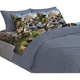 NiuOne 4 Pieces Dinosaurs Bed Sheets Set Twin for Boys 3D Realistic Dinosaur Green Bed Sheets Set Ancient Dinosaur Theme Kids Bedroom Bedding Sheet Set,Twin Size