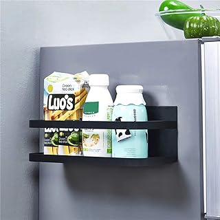 Kühlschrank Regal Hängeregal für Kühlschrank Magnet Gewürzregal mit Ablage Küchenregal Küchen Organizer Aufbewahrung, Schwarz