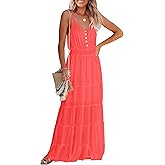 PRETTYGARDEN Women's 2026 Summer Maxi Dress Spaghetti Strap Sleeveless High Waist Beach Vacation Long Sundresses