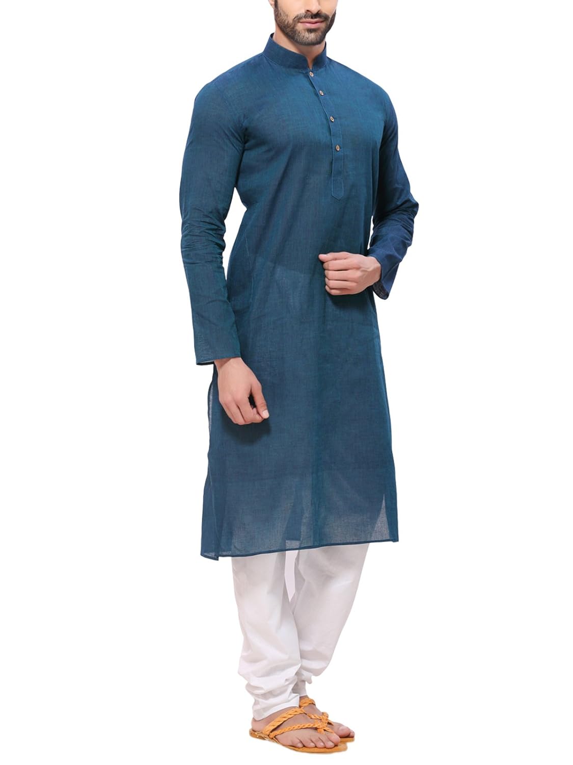 rg designers men's handloom green blue kurta pyjama