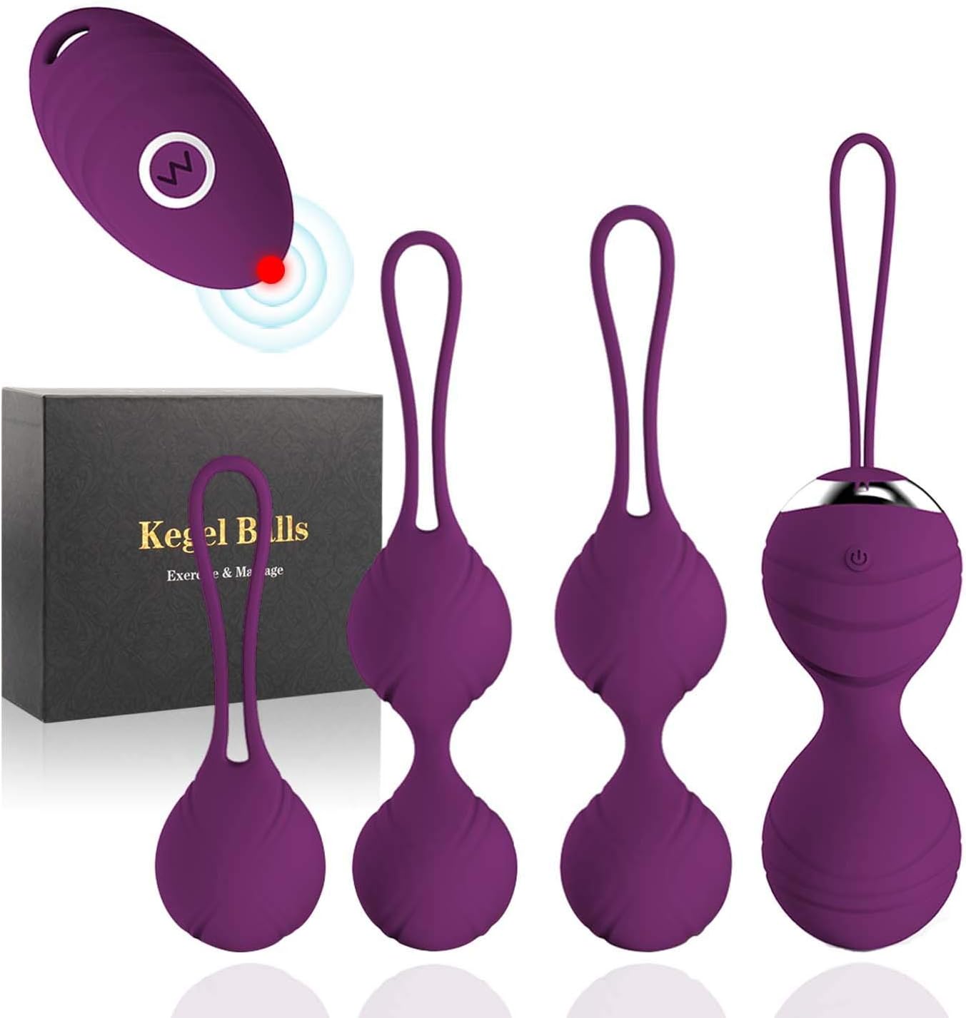 Kegel Balls Exercise Weights for Women -2 in 1 Ben Wa Kegel Exercise Balls Kits for Beginner & Advanced Tightening Pleasure, Remote Controlled Pelvic Floor Kegel Trainer Device for Bladder Control: Health & Personal Care