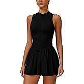 ABOCIW Womens Zip Front Tennis Dress High Neck Sleeveless Workout Golf Dresses Build in Shorts with Pockets