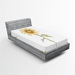 Ambesonne Sunflower Fitted Sheet, Sunflowers