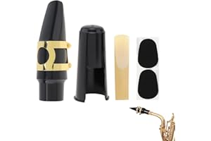ESMAVO Alto Saxophones Mouthpieces, Saxophone Alto Sax Mouthpiece Kit with Cap and Metal Ligature Clip and Cushions Pads, Saxophone Strength 2.5 One Reed, Finely Designed for Beginners and Intermediates